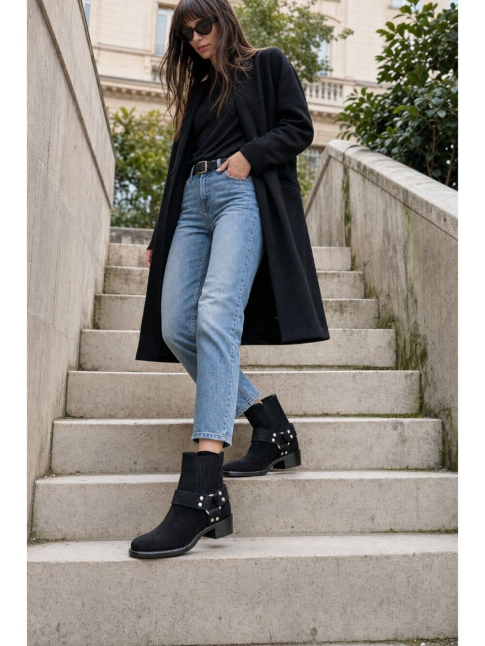 $850 Re/Done Black Suede Leather Cavalry Ankle Boots NEW Size 9 / 39 Designer